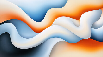 Leinwandbilder - Abstract waves in blue, orange, and white create dynamic visual flow