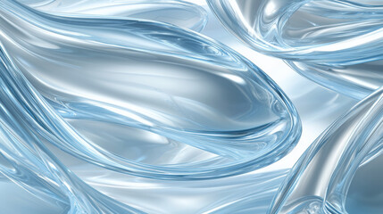 Aufkleber - Translucent blue waves create fluid and dynamic abstract background, evoking sense of calm and serenity