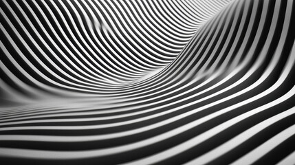Aufkleber - Wavy black and white stripes create mesmerizing abstract pattern