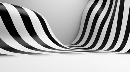 Poster - Wavy black and white stripes create dynamic, modern abstract background