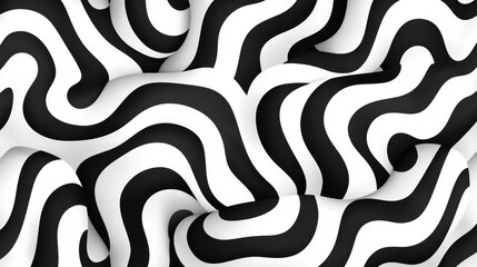 Leinwandbilder - Wavy black and white pattern creating dynamic visual effect