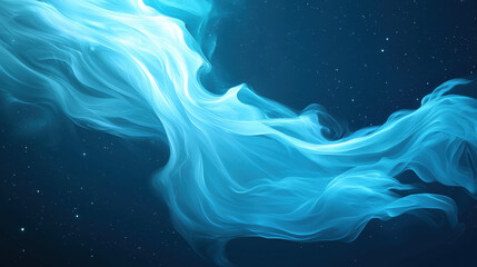 Poster - Ethereal blue smoke flows gracefully through starry night sky, creating mystical atmosphere
