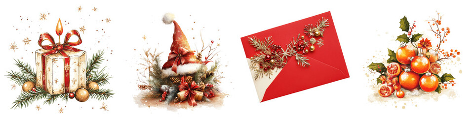 Wall Mural - greeting card – a card exchanged to wish well for the new year during calennig. isolated on clear wh