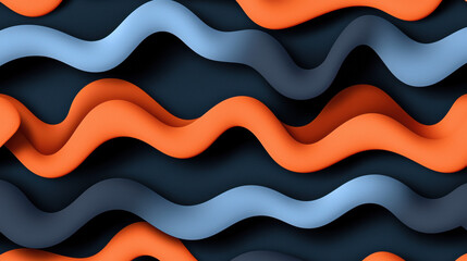 Poster - Dynamic wavy patterns in orange, blue, and dark tones create modern design
