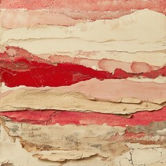 Wall Mural - Abstract red paper collage texture art background