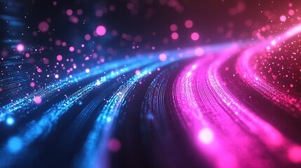 Poster - Dynamic light trails in abstract digital art virtual space graphic design colorful environment futuristic perspective