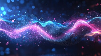 Poster - Dynamic wave patterns abstract space digital art vibrant colors aesthetic view motion and light concepts