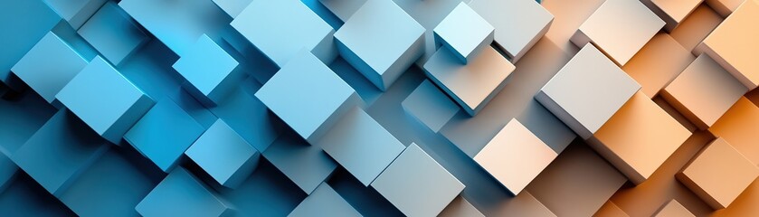 Poster - Dynamic 3d cube arrangement abstract design digital art modern aesthetic aerial view visual depth and contrast