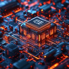 Poster - Exploring innovative technology circuitry and microchips in a digital environment futuristic perspective