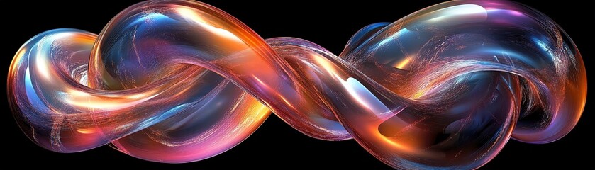 Poster - Dynamic fluid motion of colorful infinity loop abstract art digital creation dark background close-up creative concept