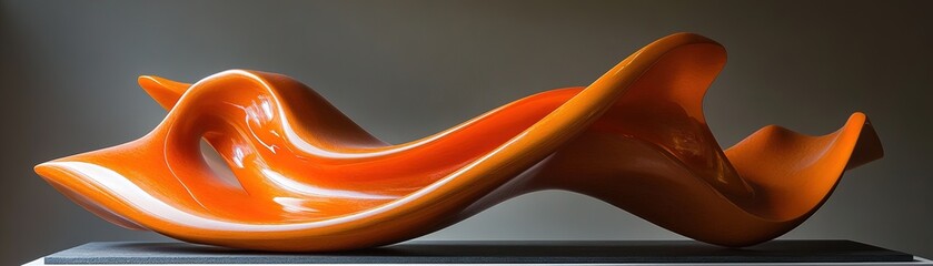 Poster - Dynamic abstract sculpture displaying flowing shapes art gallery artwork modern environment close-up view creativity exploration