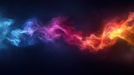 Poster - Vibrant cosmic energy flow digital art creation abstract illustration dark background wide view visual concept