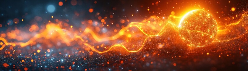 Poster - Dynamic energy flowing sphere abstract space digital art vibrant colors close-up view conceptual visualization