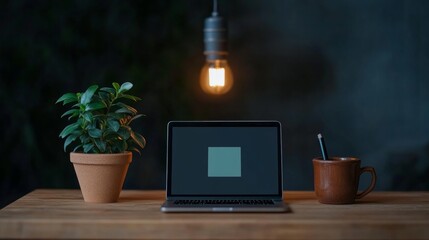 Aufkleber - Modern Home Office with Cozy Lighting and Minimalist Design for Remote Work Inspiration