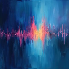 Poster - Dynamic pulse wave art abstract gallery digital artwork vibrant colors close-up emotional expression