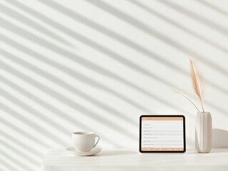 Poster - Minimalist Home Office in Seoul with Digital Task Manager and Natural Light