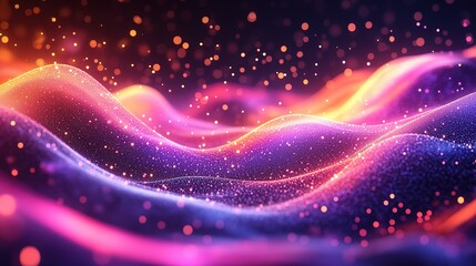 Poster - Dynamic waves of light abstract art digital creation vivid colors immersive environment conceptual visualization