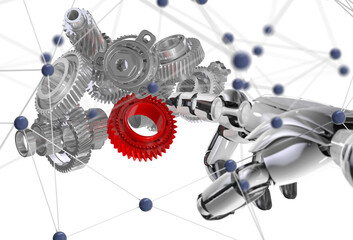 Poster - gear Technology background. Big data concept