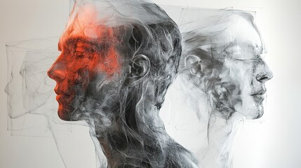 Poster - Artistic exploration of human potential urban gallery digital art contemporary space side view abstract concept
