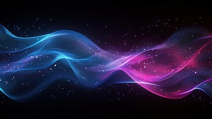 Poster - Dynamic waves of light and color abstract digital art dark background vibrant visuals energetic flow