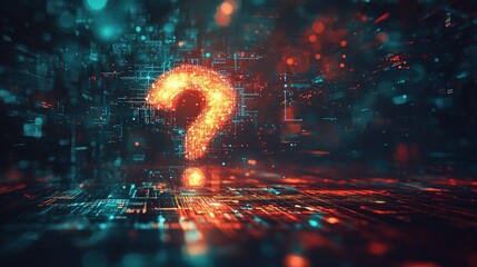 Poster - Digital innovations technology sphere abstract visualization futuristic environment dynamic perspective question mark concept