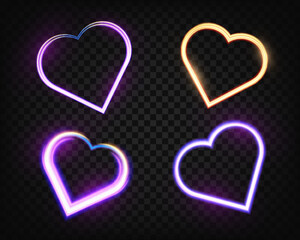 Aufkleber - Glowing neon heart with vibrant pink and blue lights on background. Perfect for romantic, modern, or decorative design.
