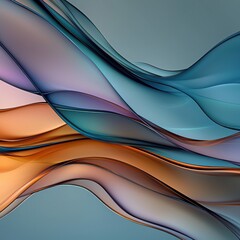 Poster - Dynamic overlapping translucent waves abstract art fluid motion digital background artistic concept