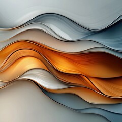 Poster - Liquidlike metallic waves glowing in soft gold abstract artwork digital creation artistic environment close-up view