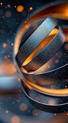 Poster - Dynamic metallic arcs over glowing dust particles abstract art digital realm vibrant atmosphere macro view modern design