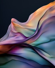 Poster - Iridescent liquidlike metallic waves abstract art digital artwork vibrant environment close-up perspective reflective concepts