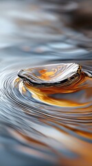 Poster - Liquid ripples in metallic gold and silver abstract art close-up calm waters artistic perspective