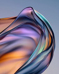Poster - Liquidlike metallic waves reflecting iridescent patterns abstract art digital futuristic environment close-up view