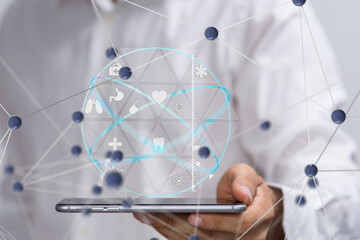 Poster -  Ui icon medical in hospital with medical technology network concept