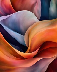 Poster - Translucent pastel color waves abstract art digital design soft textures close-up view aesthetic beauty