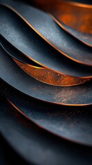 Poster - Glowing metallic arcs overlapping with dust particles abstract art studio close-up light play