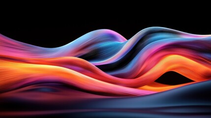 Poster - Dynamic neon light streams twisting through space abstract digital art vibrant colorful environment
