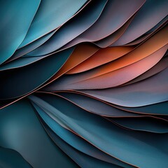 Poster - Dynamic abstract shards overlapping in ocean blue and copper tones digital art surreal environment unique perspective
