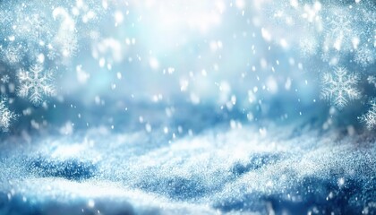 Aufkleber - serene winter snowfall background with delicate snowflakes and frosty border, perfect for holiday designs or seasonal promotions