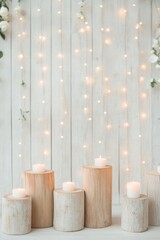 Poster - Serene Candlelit Ambiance with String Lights and Wooden Decor
