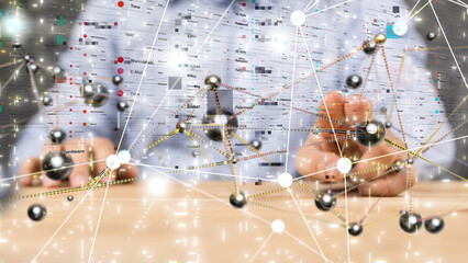 Fototapete - Neural network 3D illustration. Big data and cybersecurity