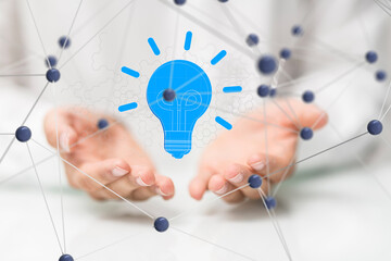 Poster - lampNeural network 3D illustration. Big data and cybersecurity