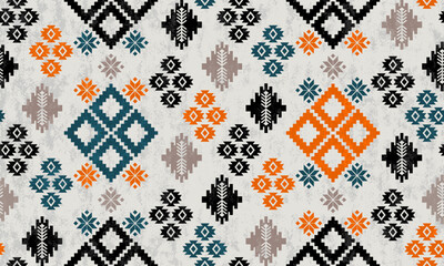 Wall Mural - Navajo tribal vector seamless pattern. Native American ornament. Ethnic South Western decor style. Boho geometric ornament. Vector seamless pattern. Mexican blanket, rug. Woven carpet illustration