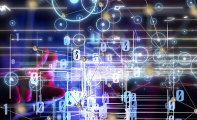 Poster - conference Digital Network and data concept 3d