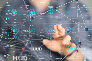 Fototapete - Neural network 3D illustration. Big data and cybersecurity
