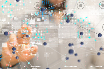 Aufkleber - Neural network 3D illustration. Big data and cybersecurity