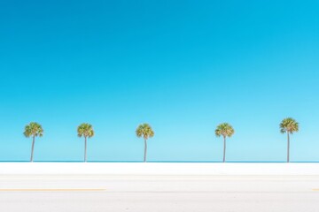 Wall Mural - Minimalist Tropical Beach with Palm Trees and Clear Blue Sky