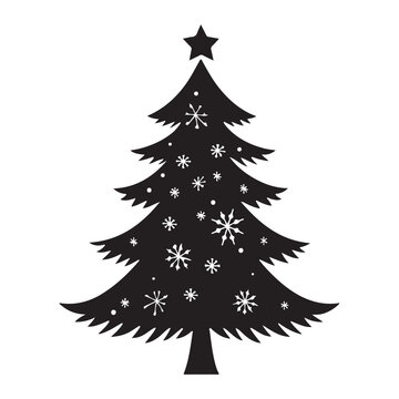 Christmas tree black silhouette vector illustration isolated on a white background