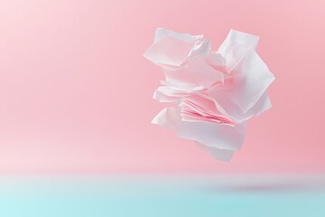 Aufkleber - Floating Papers in Pastel Dreamscape Minimalist Abstract Art with Soft Ambient Lighting