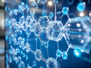 Poster - Digital Blueprint of a Futuristic Molecular Structure on Screen