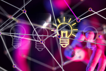 Poster - Neural network 3D illustration. Big data and cybersecurity - 3d